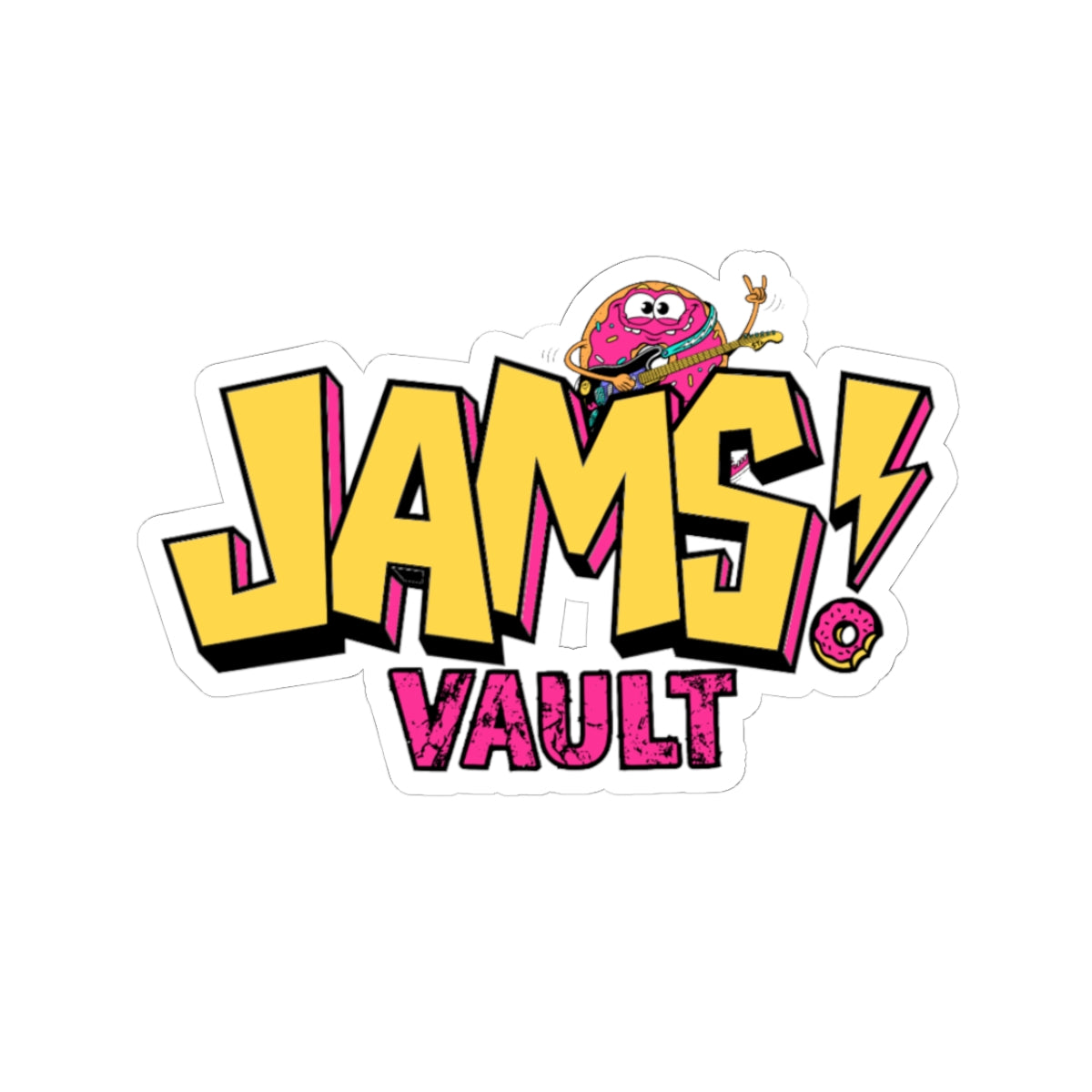 Jams Vault Kiss-Cut Sticker — Retro Cartoon Logo Sticker for Laptops, Water Bottles & Skateboards